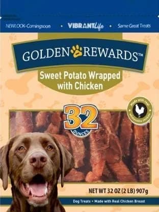 Golden Rewards Sweet Potato Wrapped with Chicken Dried Dog Treats, 32 Oz